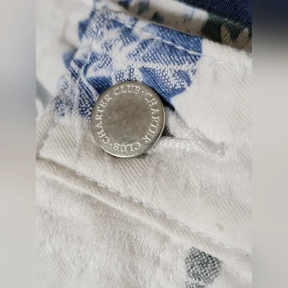 RARE Women's Charter Club White Floral Lexington Straight Pants Sz 12 LIKE NEW - Picture 9 of 15